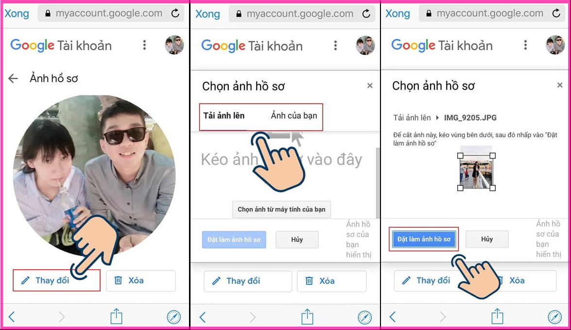 Cách đổi avatar Google, ảnh đại diện Gmail trên điện thoại bước 4