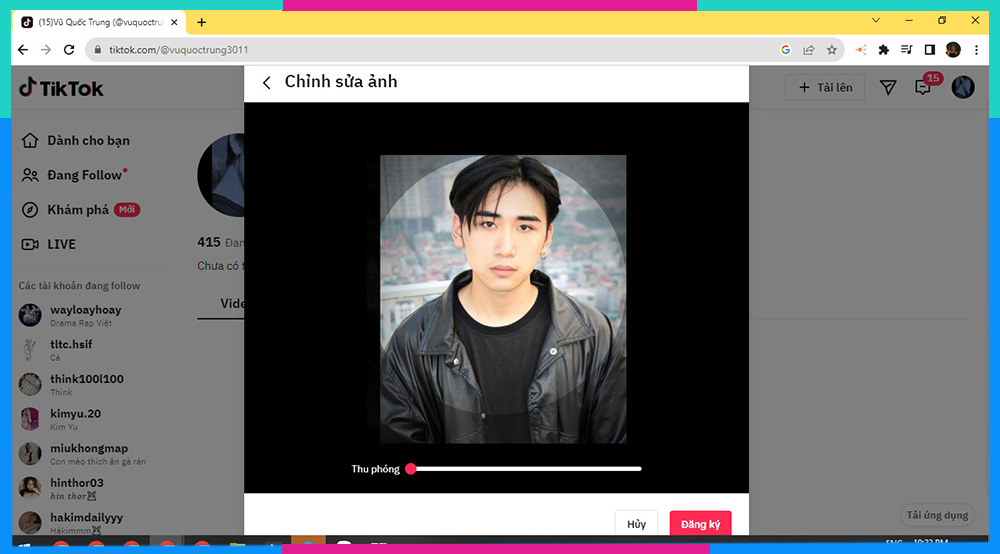 Cách đổi Avatar Tik Tok trên trình duyệt máy tính B6