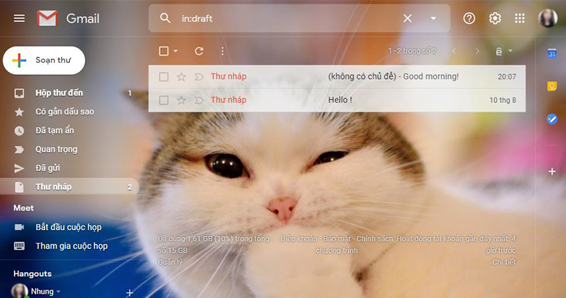 Cách đổi hình nền Gmail trên máy tính bằng hình nền của bạn bước 3