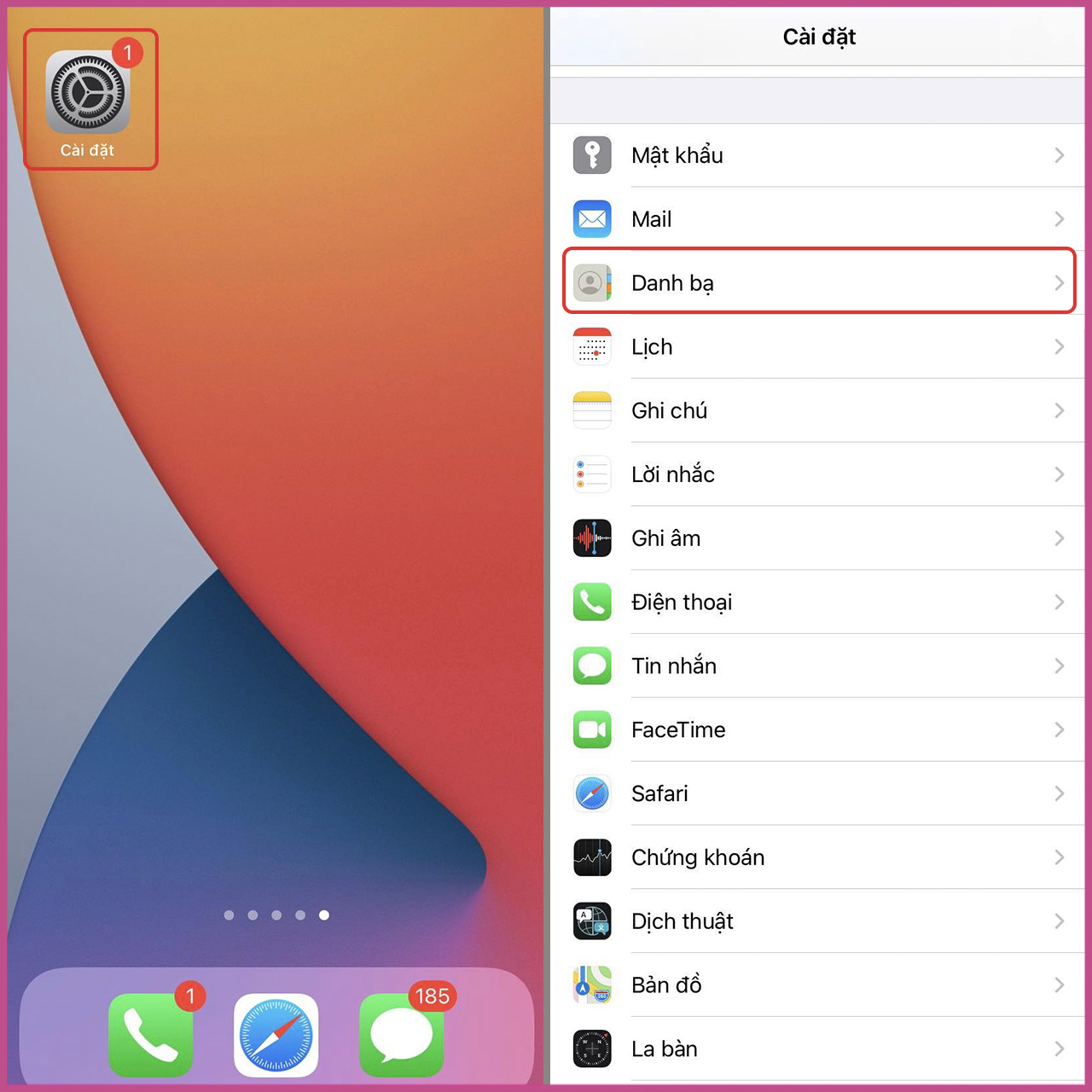 Cách đồng bộ danh bạ từ iPhone lên Gmail bước 1