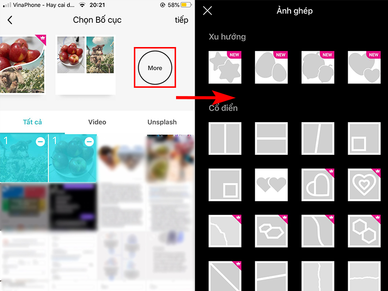 Cách ghép ảnh trên iPhone bằng ứng dụng Photo Grid bước 4