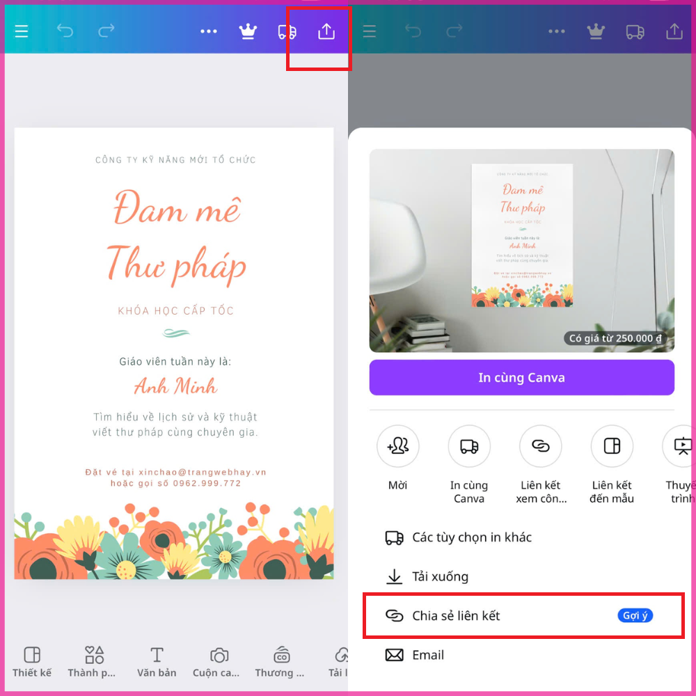 Cách gửi Canva qua Zalo trên điện thoại Bước 3