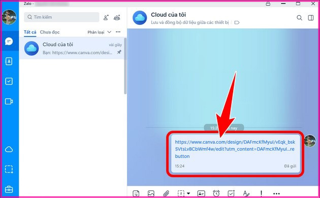 Cách gửi Canva qua Zalo trên máy tính Bước 5