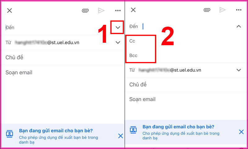 Cách gửi email với Cc và Bcc bước 3.2