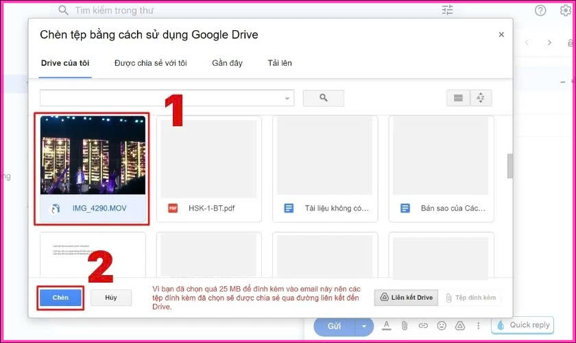 Cách gửi file có dung lượng lớn qua Gmail bước 6