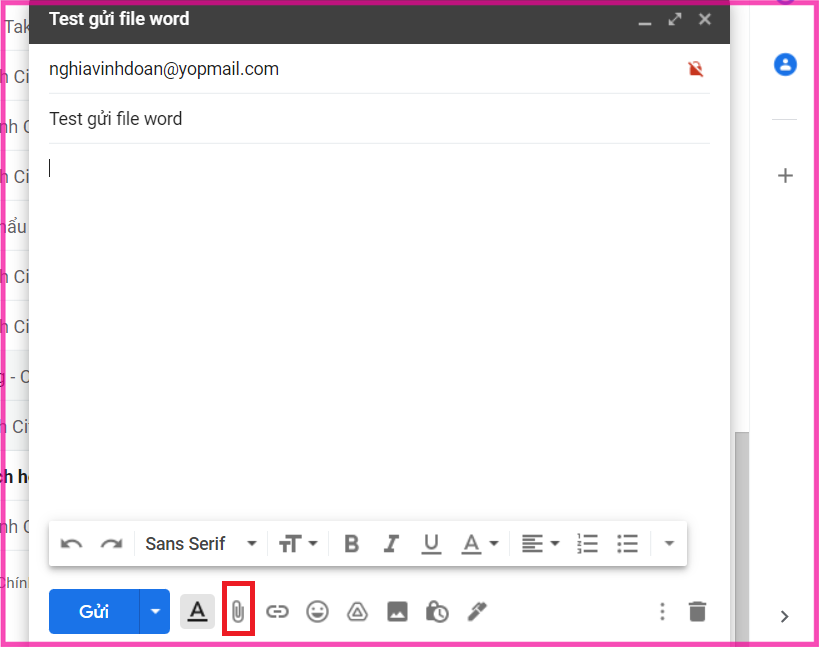 Cách gửi file qua Gmail trên máy tính bước 2