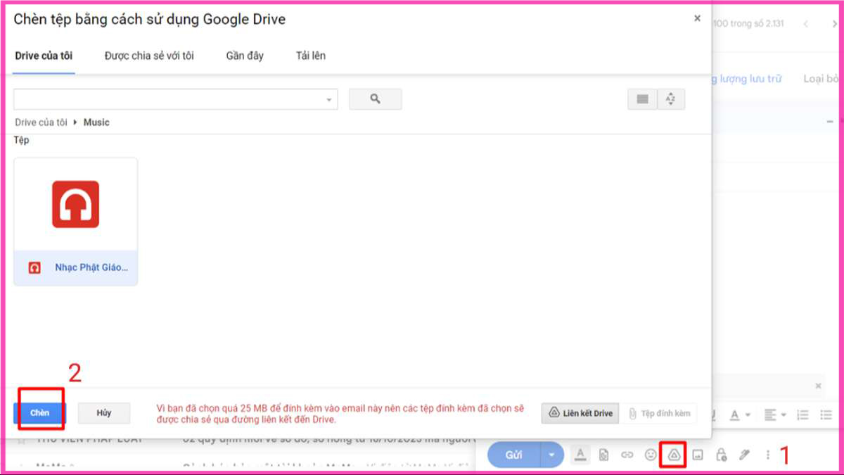 Cách gửi video dung lượng lớn qua Gmail bước 2