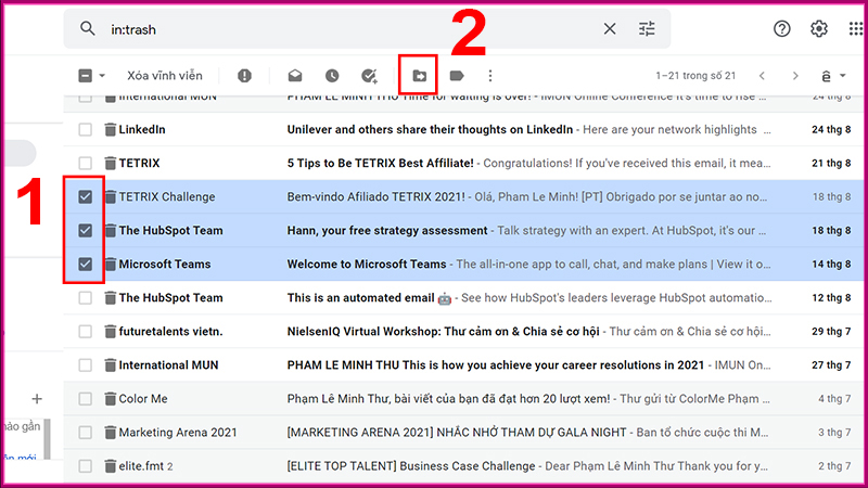 Cách khôi phục, lấy lại thư đã xóa trong Gmail trên điện thoại bước 1.jpg
