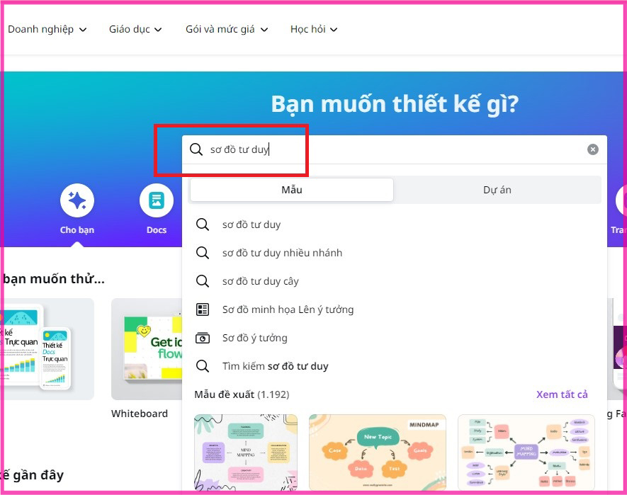 Cách làm sơ đồ tư duy trên Canva bằng máy tính Bước 1