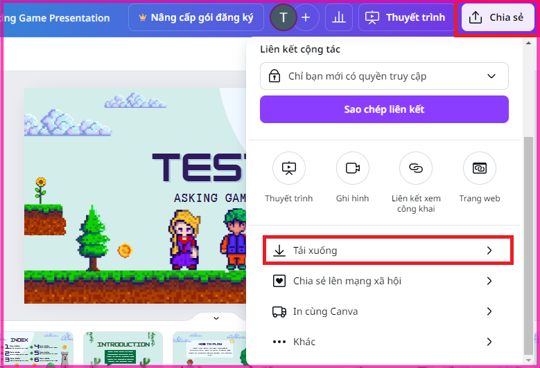 cách làm trò chơi trên Canva bước 5