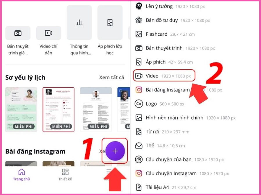 Cách làm video trên Canva bằng điện thoại bước 1