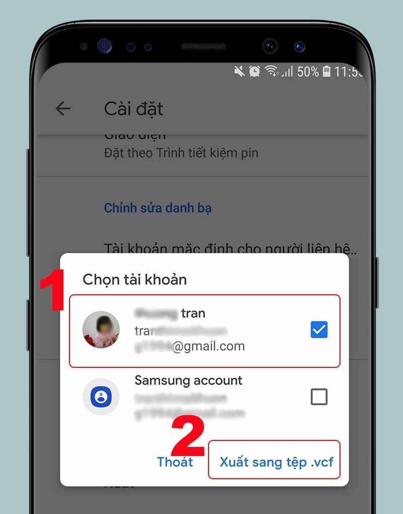 Cách lấy danh bạ từ Gmail về điện thoại Android bước 6