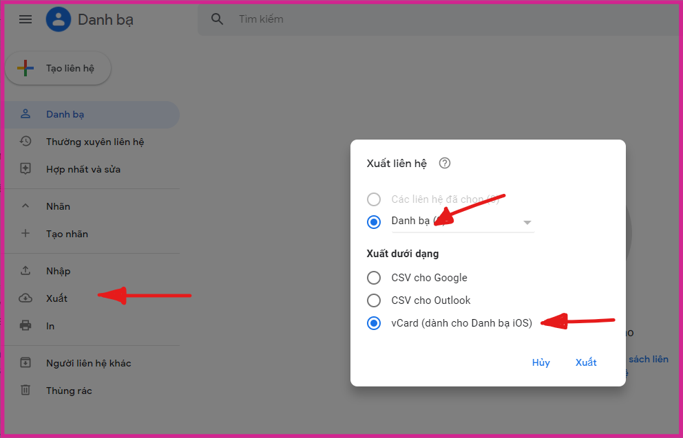 Cách lấy danh bạ từ Gmail về điện thoại iPhone thông qua iCloud bước 3