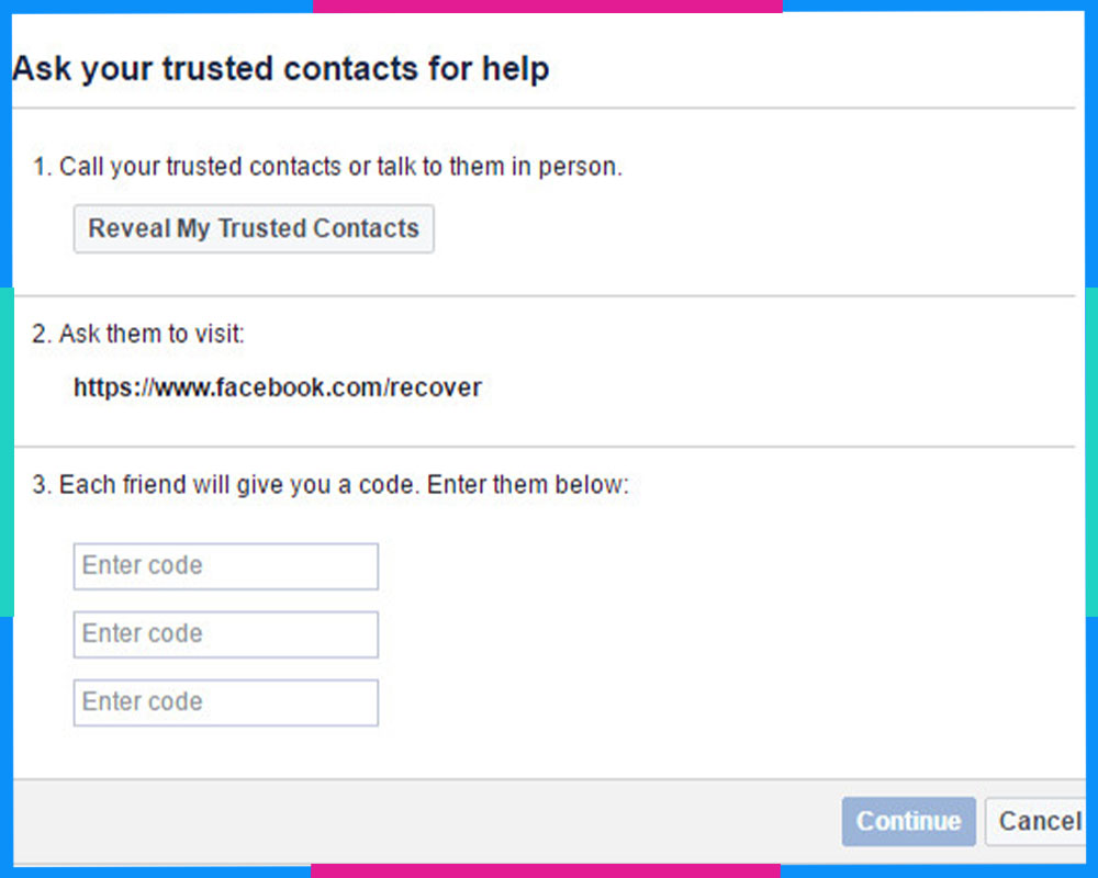 Cách lấy lại Facebook không cần mã xác nhận Liên hệ đáng tin cậy B2