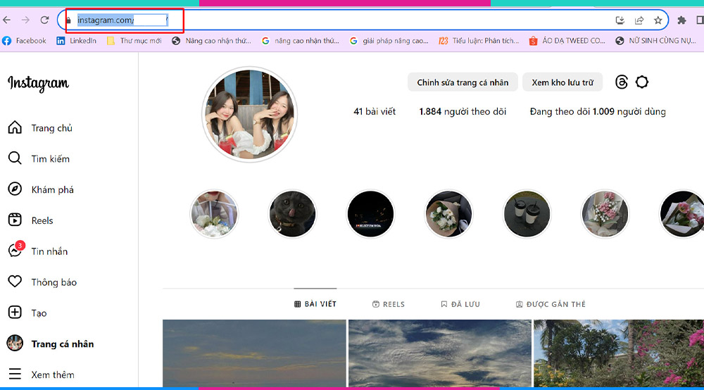 Cách lấy link Instagram của mình trên máy tính b3