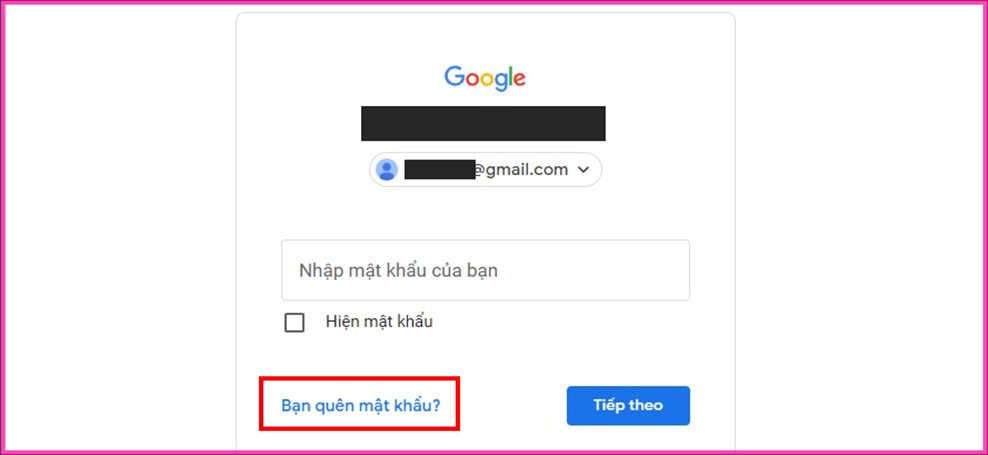 Cách lấy mã xác minh Gmail khi quên mật khẩu Email bước 1.2