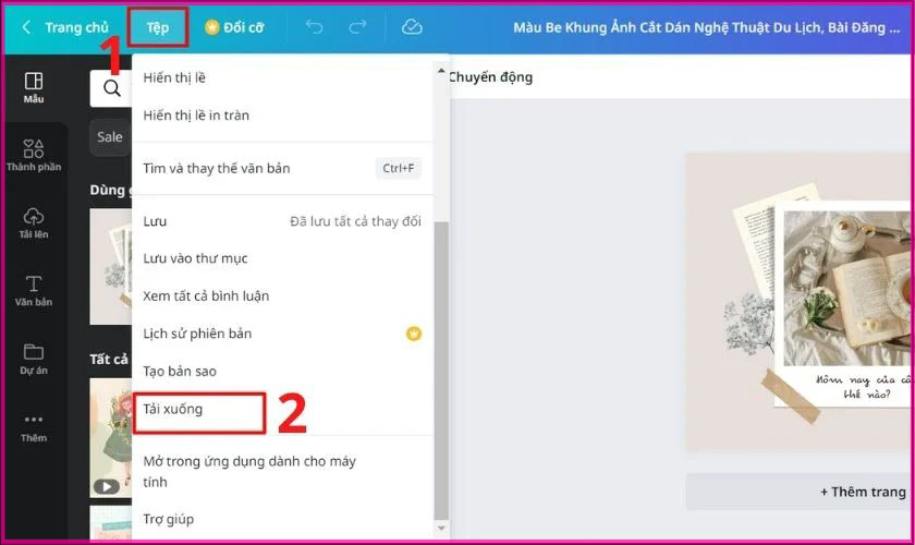 Cách lưu và chia sẻ thiết kế b1
