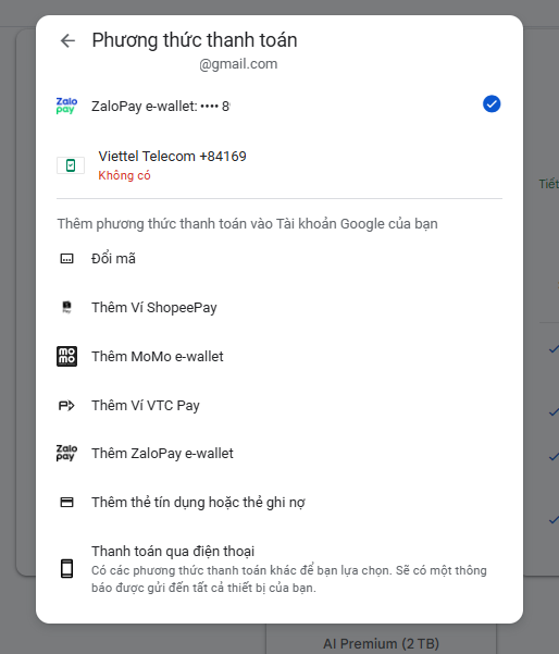 Mua qua Google One trên máy tính bước 4