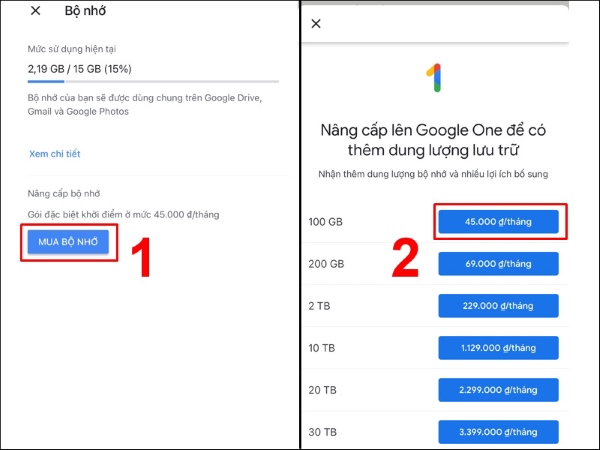 Mua trực tiếp qua Google Drive trên điện thoại bước 2