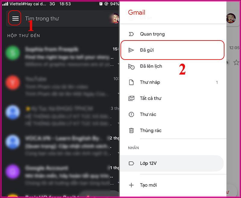 Cách sắp xếp và phân loại email bằng nhãn đã tạo trong Gmail trên điện thoại bước 1