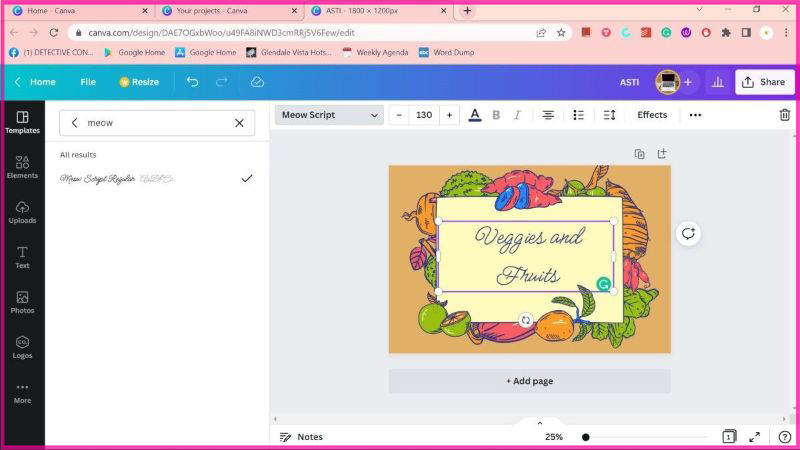 Cách sử dụng font chữ đã tải lên Canva bước 1