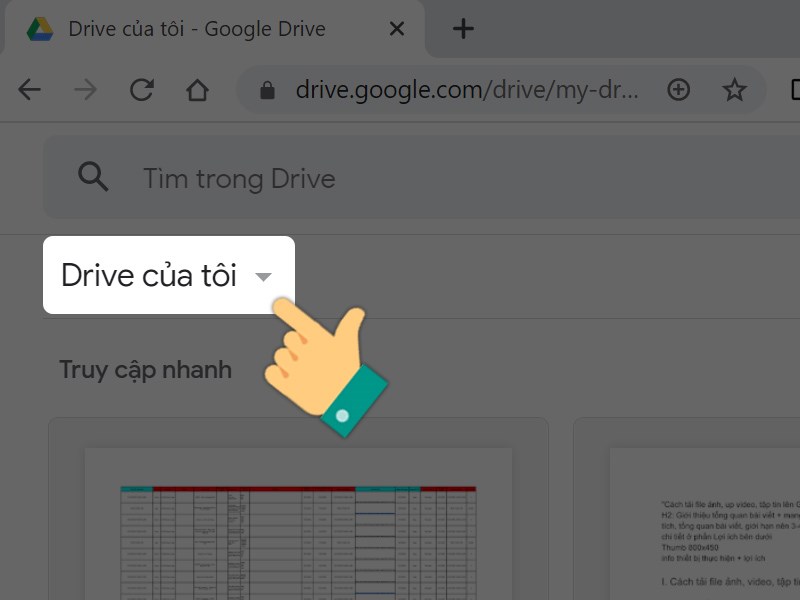 Cách tải ảnh lên Google Drive trên máy tính bước 1