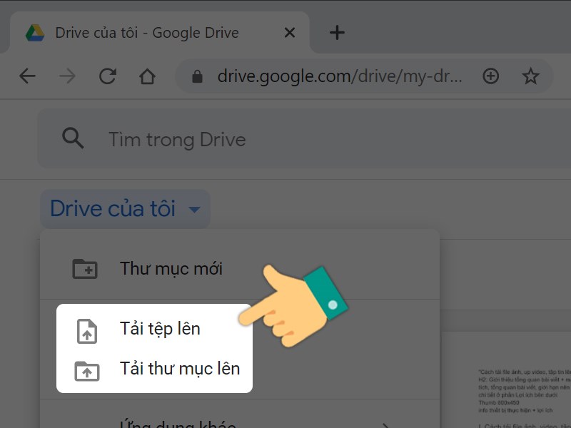 Cách tải ảnh lên Google Drive trên máy tính bước 2