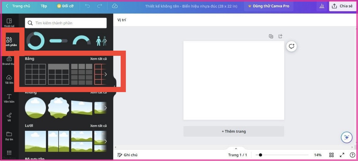 Cách tạo bảng trong Canva trên máy tính bước 5