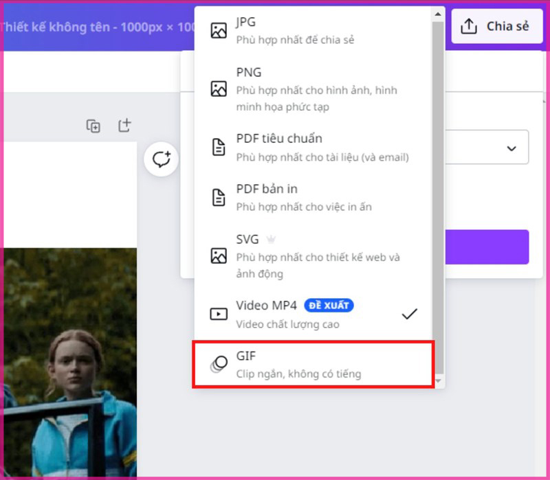 Cách tạo gif trên Canva bước 6.1