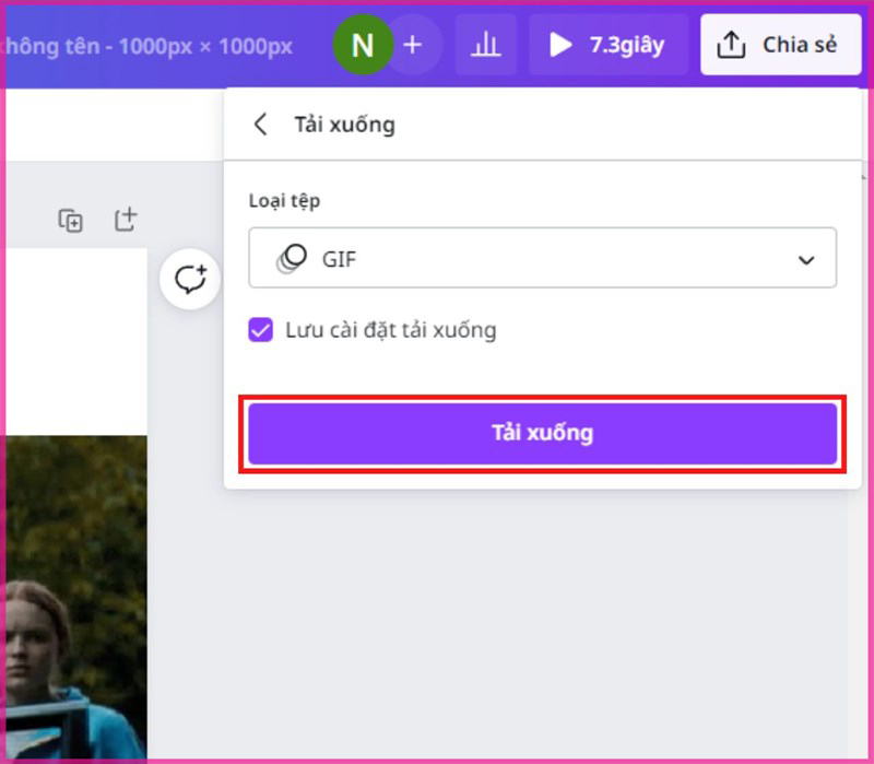 Cách tạo gif trên Canva bước 6.2