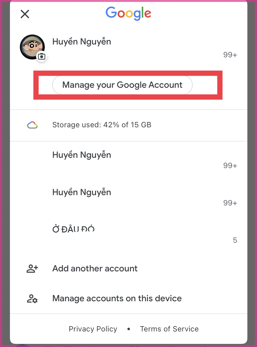 Cách tạo mật khẩu ứng dụng Gmail trên điện thoại bước 1