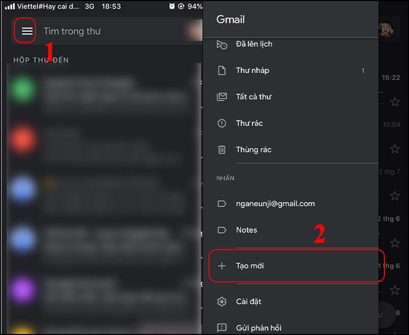 Cách tạo nhãn trong Gmail trên điện thoại bước 2