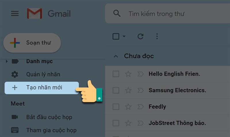 Cách tạo nhãn trong Gmail trên máy tính bước 2