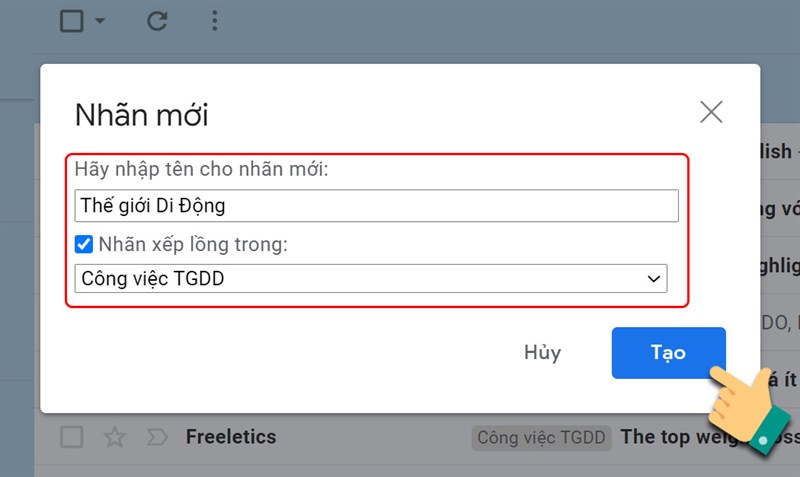 Cách tạo nhãn trong Gmail trên máy tính bước 3.1
