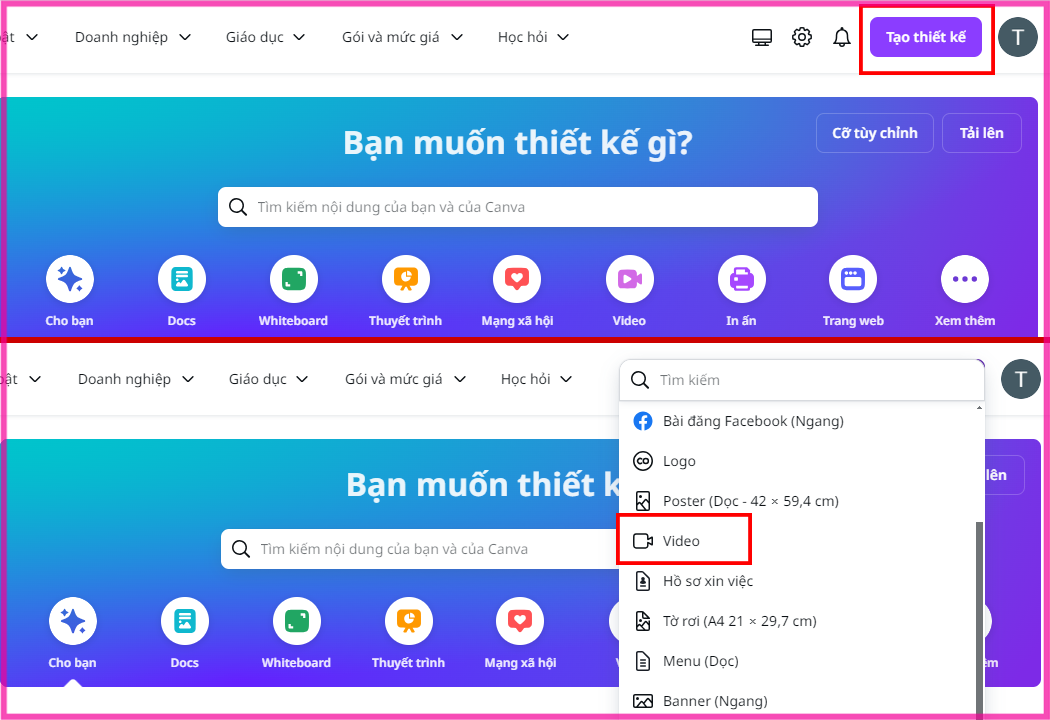 Cách thêm âm thanh vào video trên Canva siêu đơn giản trên máy tính bước 1