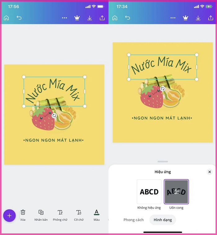 Cách thiết kế logo trên Canva thực hiện trên điện thoại bước 2.2