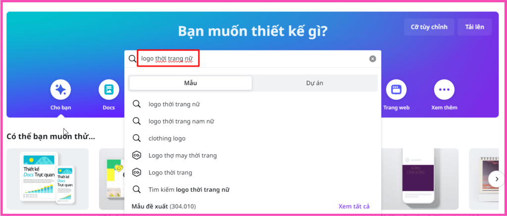 Cách thiết kế logo trên Canva thực hiện trên máy tính bước 1.1