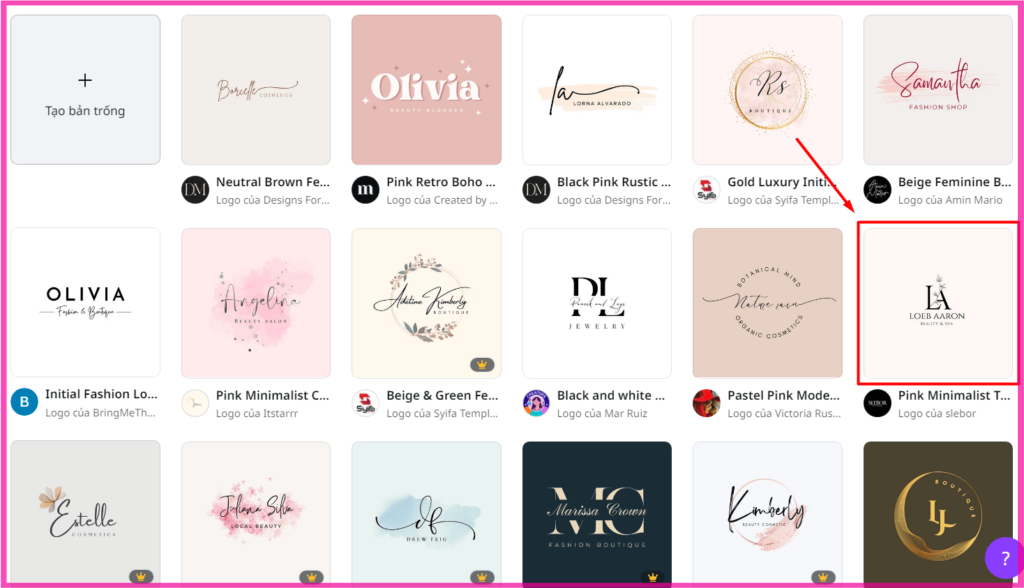 Cách thiết kế logo trên Canva thực hiện trên máy tính bước 1.2