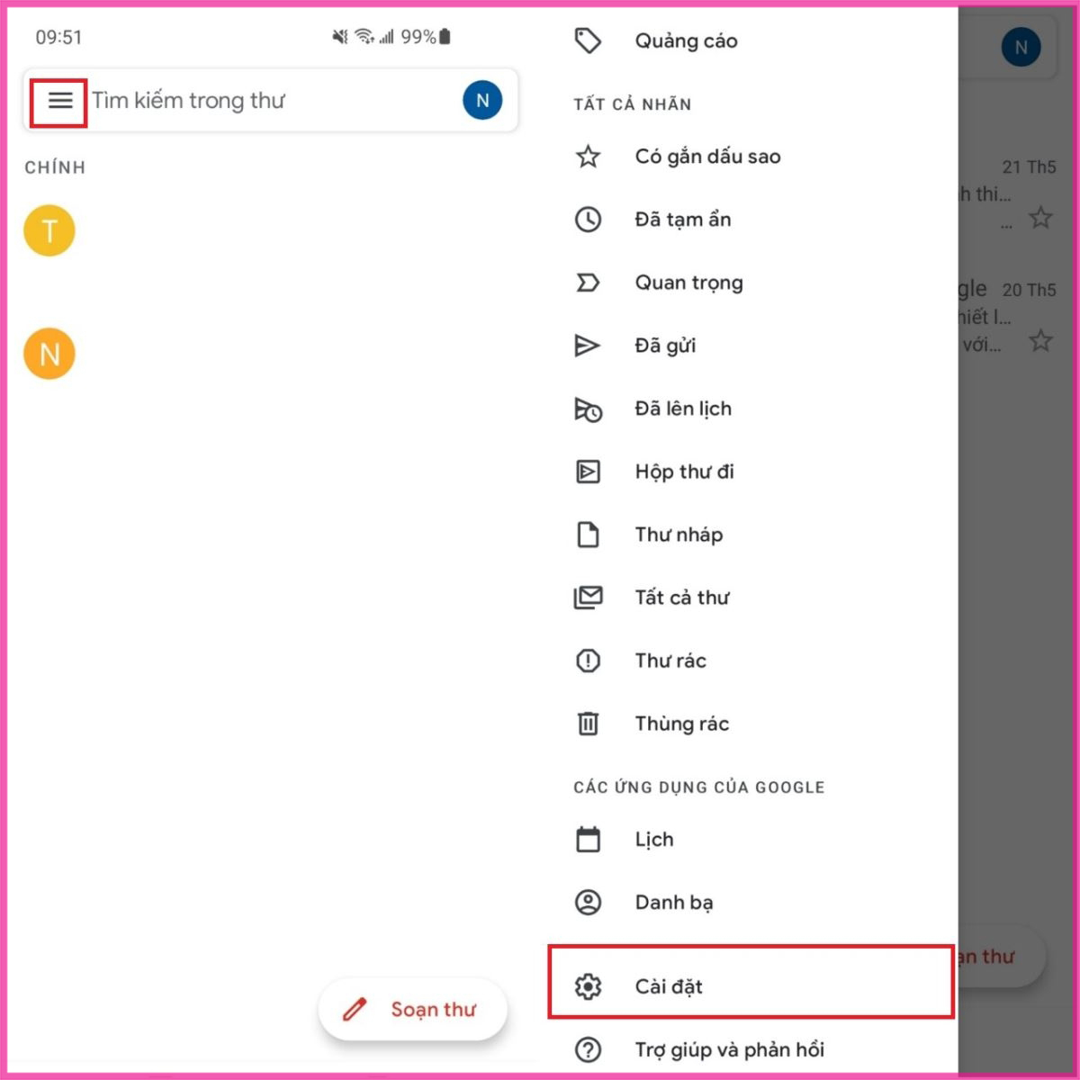 Cách thu hồi Gmail đã gửi trên điện thoại bước 1