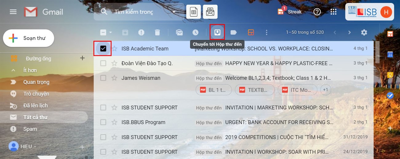 Cách tìm và chuyển thư đã lưu trữ Gmail trên thiết bị máy tính bước 2