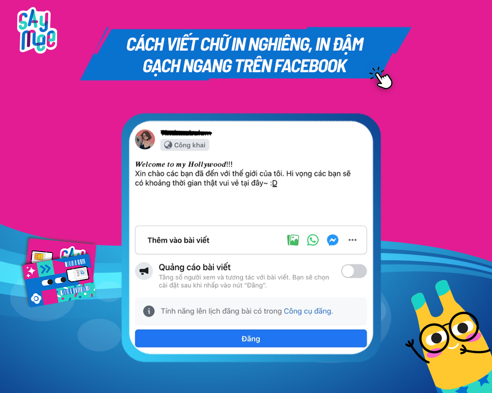 Viết chữ in đậm trên Facebook, viết chữ nghiêng, gạch ngang trên Facebook