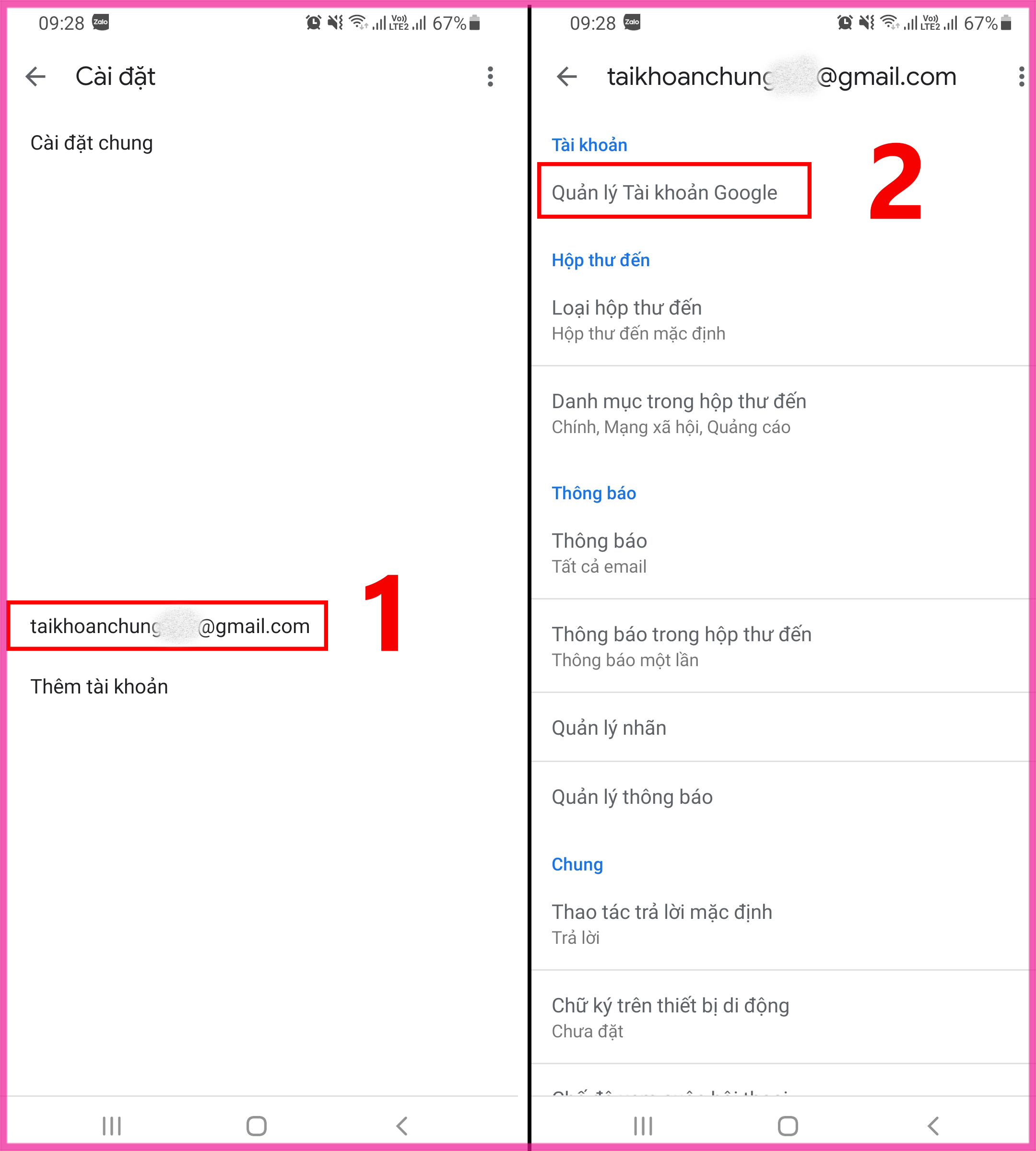 Cách xóa các tài khoản liên kết với Gmail trên điện thoại bước 2