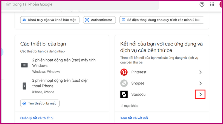 Cách xóa các tài khoản liên kết với Gmail trên máy tính bước 3
