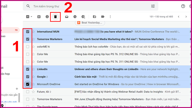 Cách xóa nhiều thư trong Gmail