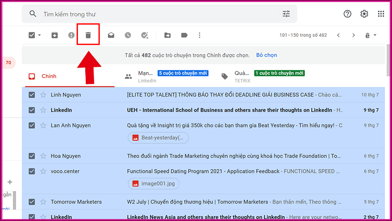 Cách xóa tất cả thư trong Gmail bước 2