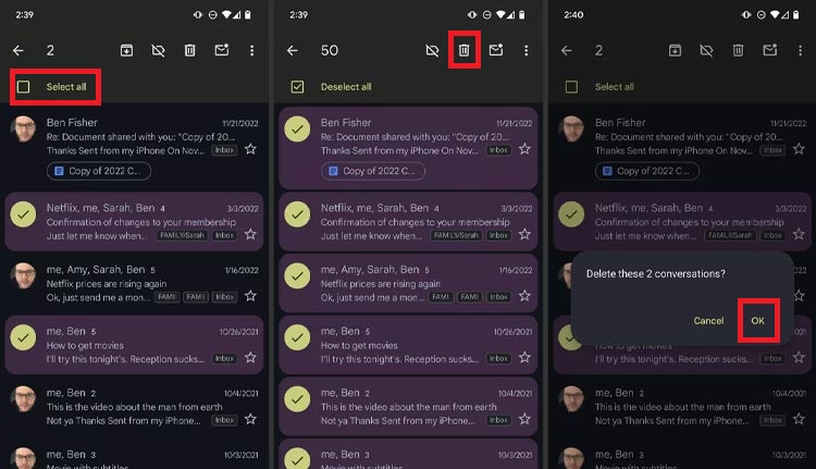 Cách xóa tất cả thư trong Gmail trên điện thoại Android