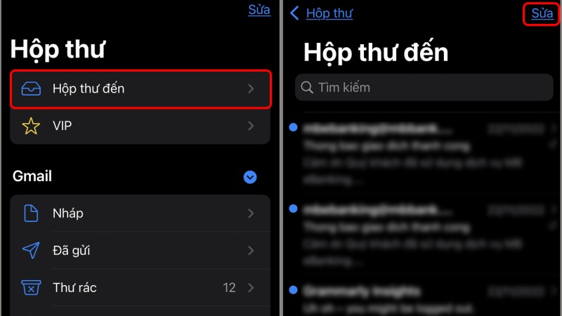Cách xóa tất cả thư trong Gmail trên điện thoại iPhone bước 1