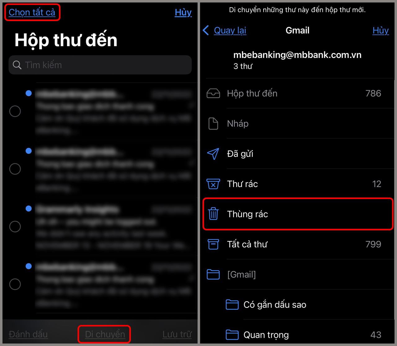 Cách xóa tất cả thư trong Gmail trên điện thoại iPhone bước 2