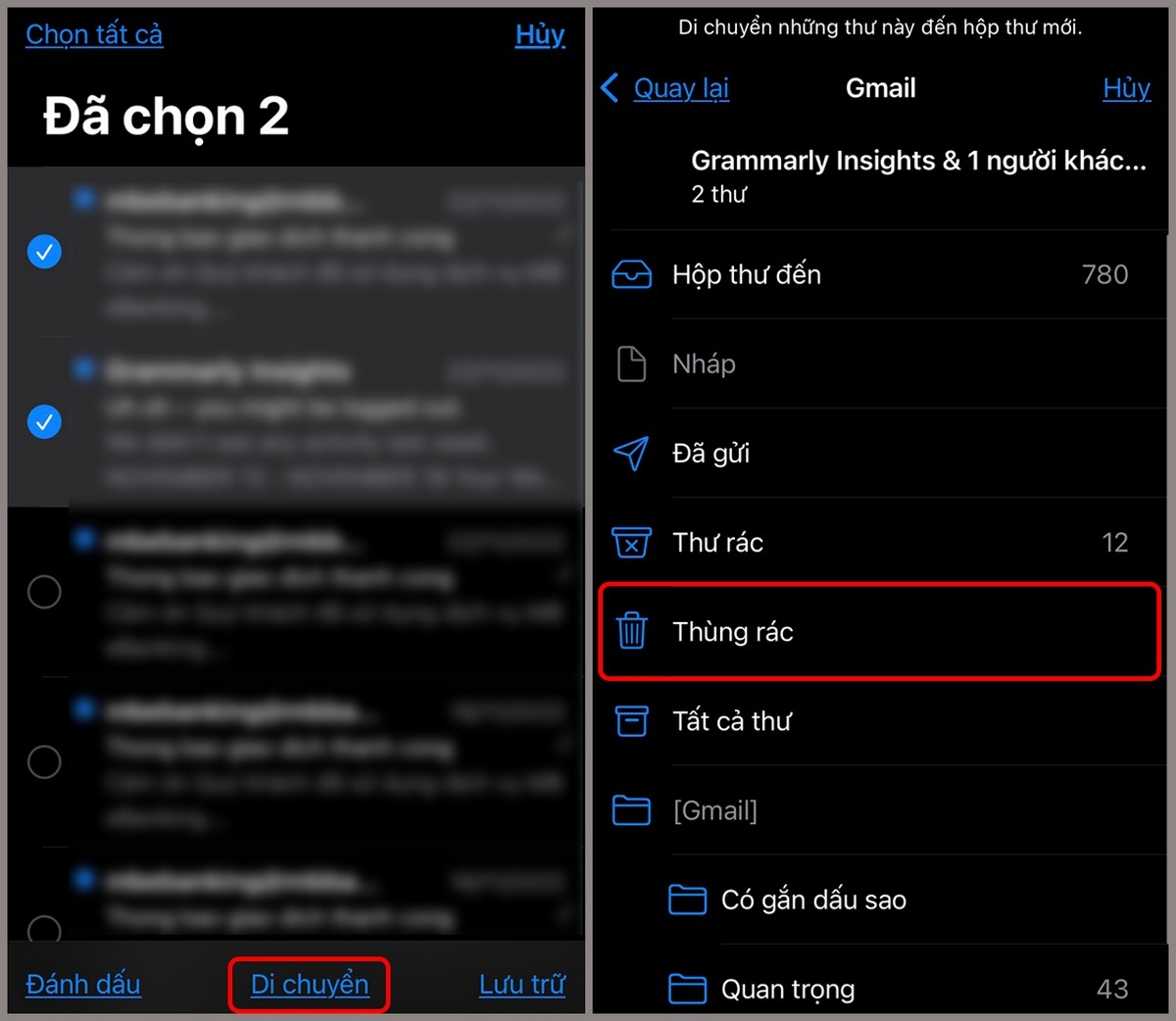 Cách xóa thư trong một thư mục bất kỳ bước 2