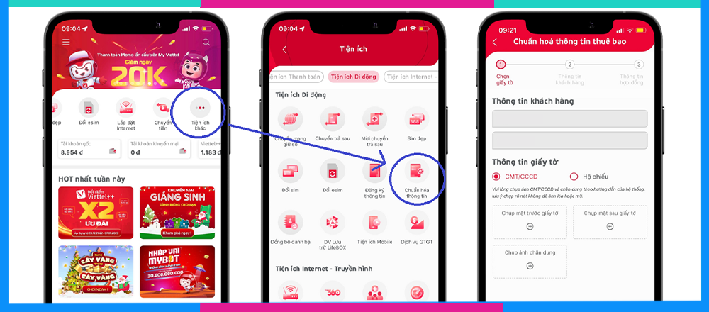 Kiểm tra thông tin thuê bao Cập nhật thông tin Viettel App